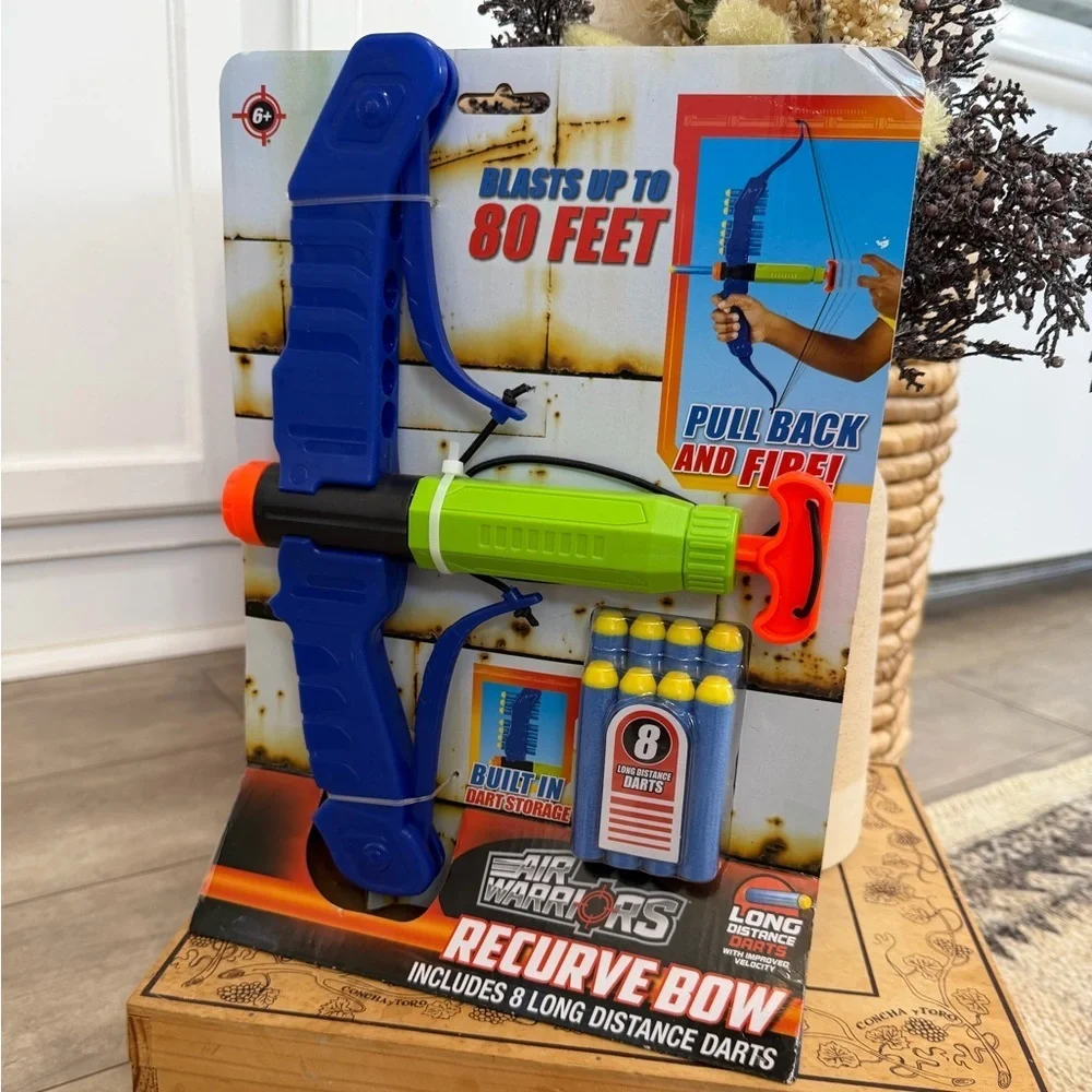 New Children’s Recurve Bow Toy Air Warriors 8-Dart Foam Arrow Dart Game Playset